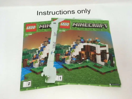 NUR Anleitungshefte 1-2 Lego 21134 Minecraft Die Wasserfallbasis; ohne Steine