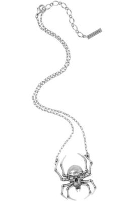 KILLSTAR Deadly Necklace Spider Skull Statement Pendant Silver Alloy 20  Adjust