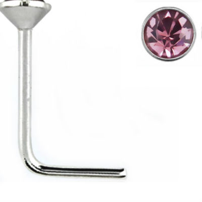 925 Sterling Silver Straight L Bend Nose Stud Ring 1MM  1.5MM 2MM 2.5MM CZ 22G