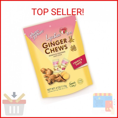 Prince of Peace Ginger Chews with Lychee, 4 oz.   Candied Ginger   Lychee Flavor