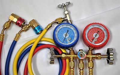 Tool Kit:Manifold Gauge R22 R134a+Hose Set+Car Quick Snap Coupler+Can Tap HVAC