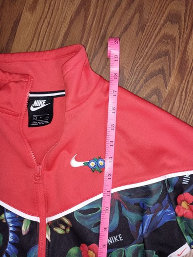 Giacca bomber Nike rosso stampa floreale cropped full zip taglia small - Foto 6 di 7