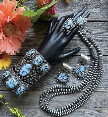 Native American Navajo Southwestern Lot Of Jewelry Squash Blossom