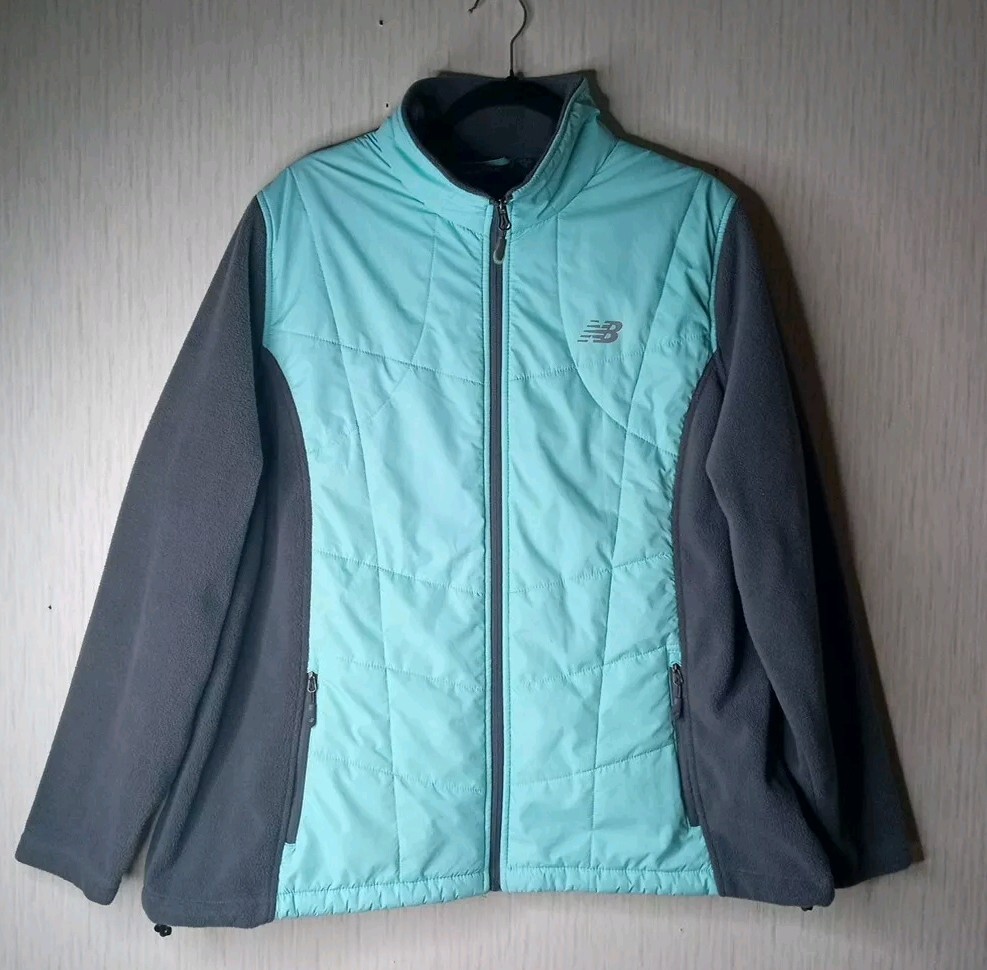 New Balance Micro Fleece Women's Jacket in Turquoise Gray Size 3XL
