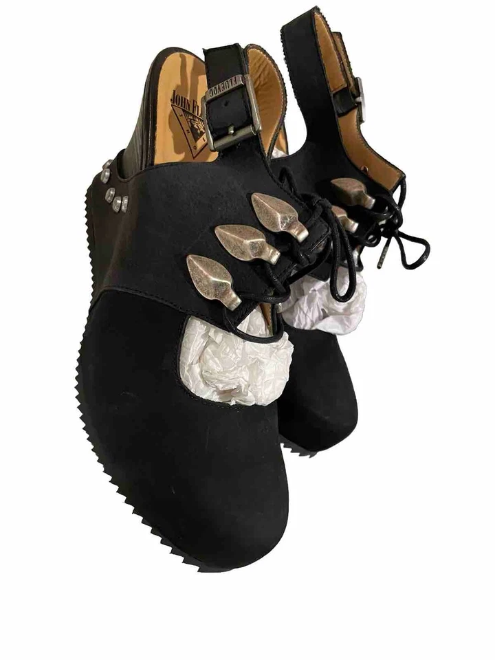 Mujer John Fluevog Zenobia Negro Slingback Cuña 6 #G24 Foto 4 de 4