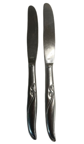 Vintage Set of 2 Dixon Steele Smiths Swirl Butter Knife Stainless Flatware  - Picture 1 of 3
