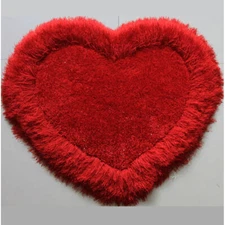 28in x 32in Heart Shape Hand Tufted Shag Area Rug 4-inch Thick for Living Room