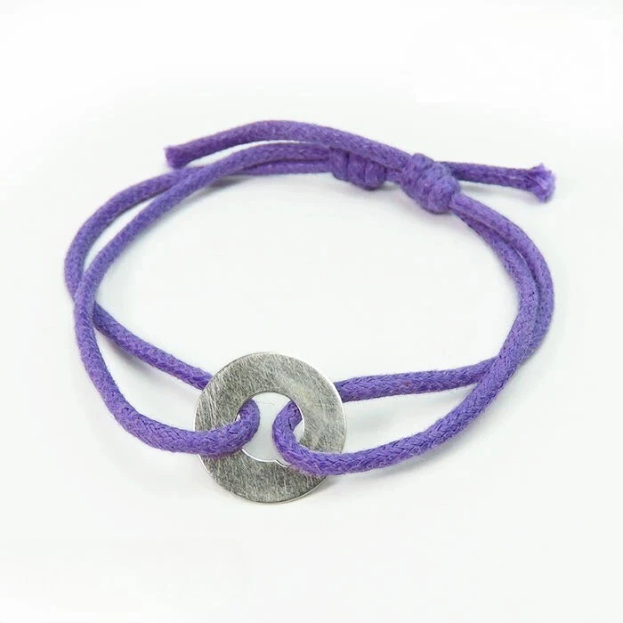 Dinh Van Seventies Chinese Pi 18k Gold Purple Cord Bracelet Bangle withBox Paper - Image 2 of 4