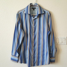 Banana Republic Men's Shirts Blue L 16-16 1/2 Striped Button Down Long Sleeves