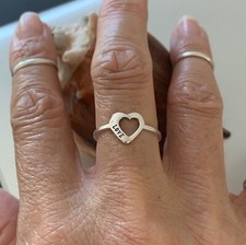 Sterling Silver Heart With LOVE Ring, Silver Rings, Heart Ring