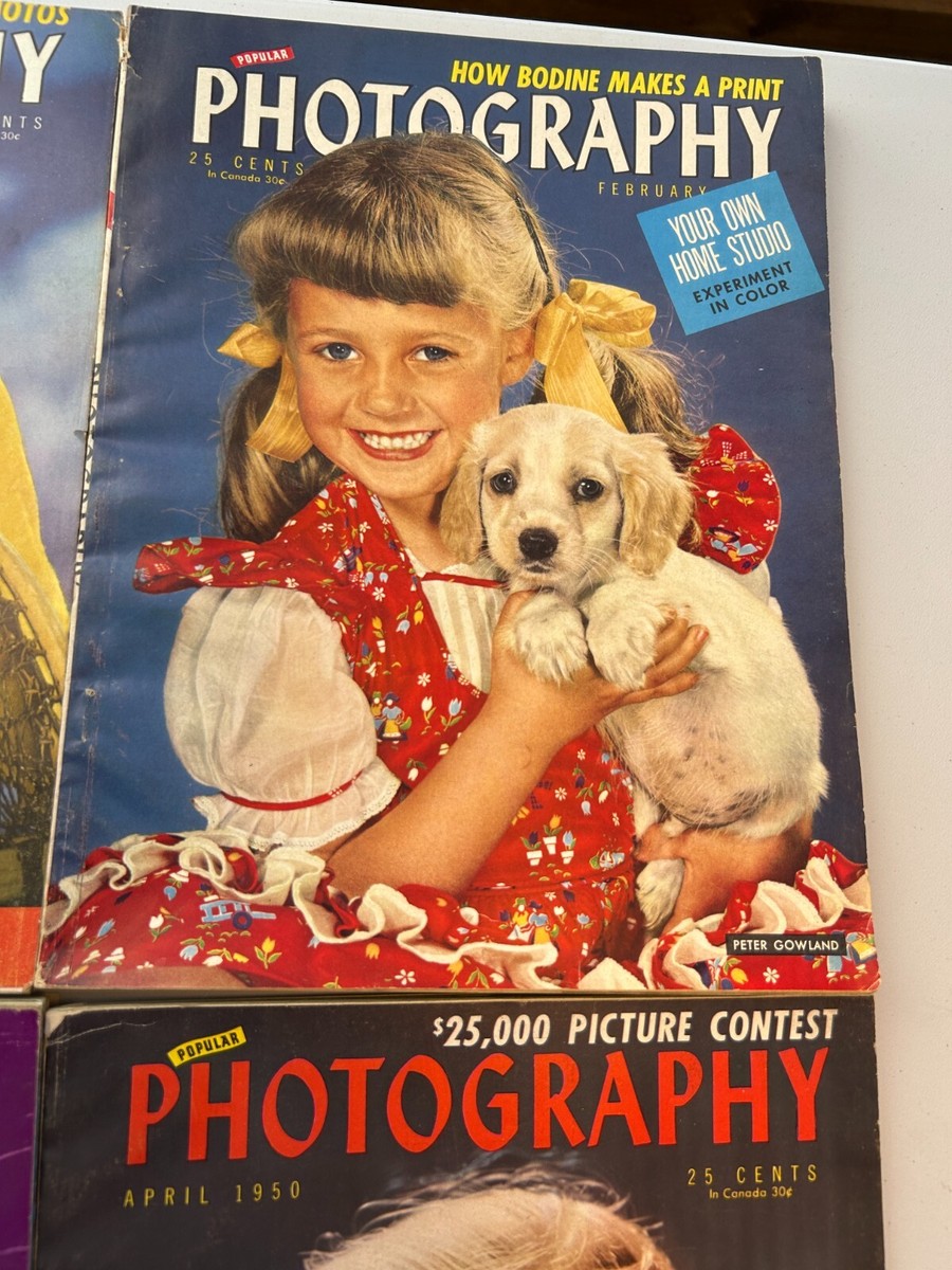 Vintage Lot of 4 Popular Photography Magazines - 1950 - Jan - Feb