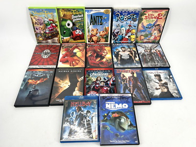 Lot of 17 Blu Ray and DVD Super Heroes Batman Spiderman Antz Nemo - BR12