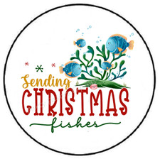 SENDING CHRISTMAS FISHES WISHES ENVELOPE SEALS LABELS STICKERS PARTY FAVORS