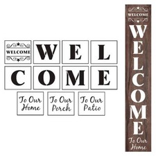 Welcome Stencils for Painting on Wood - 11 Pack Large Vertical Welcome Sign S...