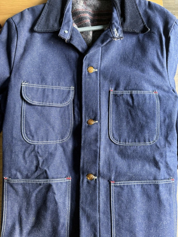 Vintage 70’s  Wrangler USA MADE Denim Chore Coat Blanket Lined. Size 42 - Image 2 of 4