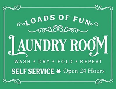 Adhesive Silk Screen Stencils Reusable,LAUNDRY ROOM 8.5x11 Inches Laundry Room