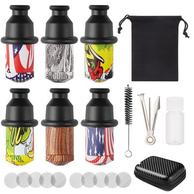 6 Pc Sneak a Toke Mini One Hitter Metal Tobacco Portable Smoking Pipe With Tools