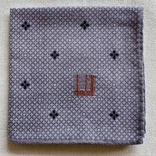 VTG Dunhill Handkerchief Purple Cotton Floral Geometric Cross Pocket Square 18"