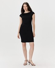 Quince Women Ultra-Stretch Ponte Cap Sleeve Mini Dress Black L