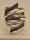 Vintage John Hardy Sterling Silver  Wide Black Sapphire Planted 3 Bamboos Ring — photo 5