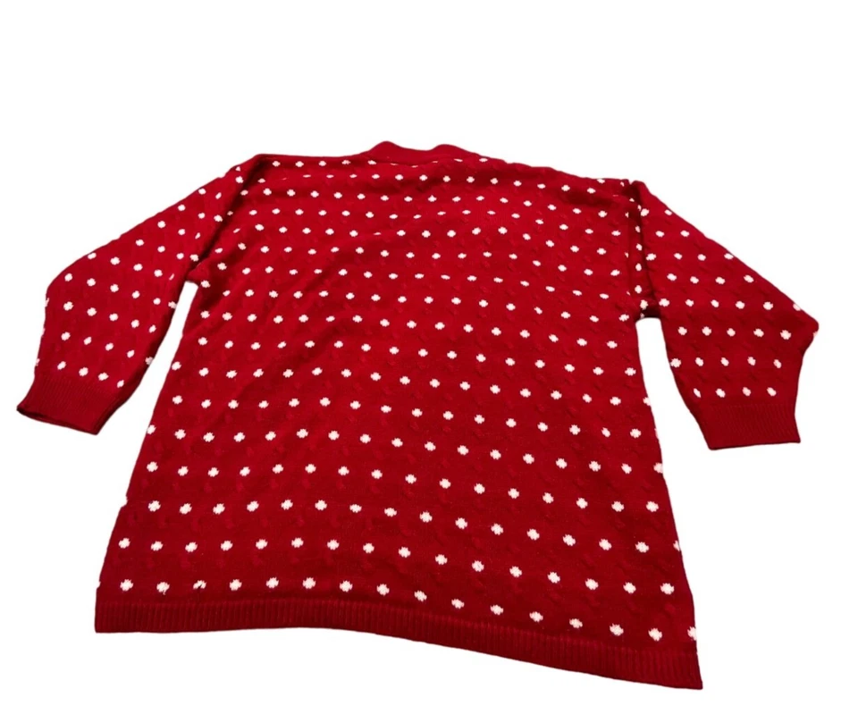 Рождественский винтажный женский свитер Venezia 2X красный в горошек щенок графическая новинка - Изображение 2 из 4