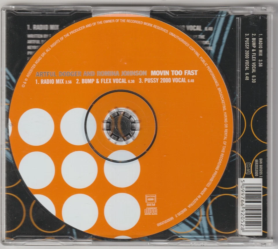 Artful Dodger & Romina Johnson - Movin too fast (1999) [Maxi-CD] - Bild 2 von 3