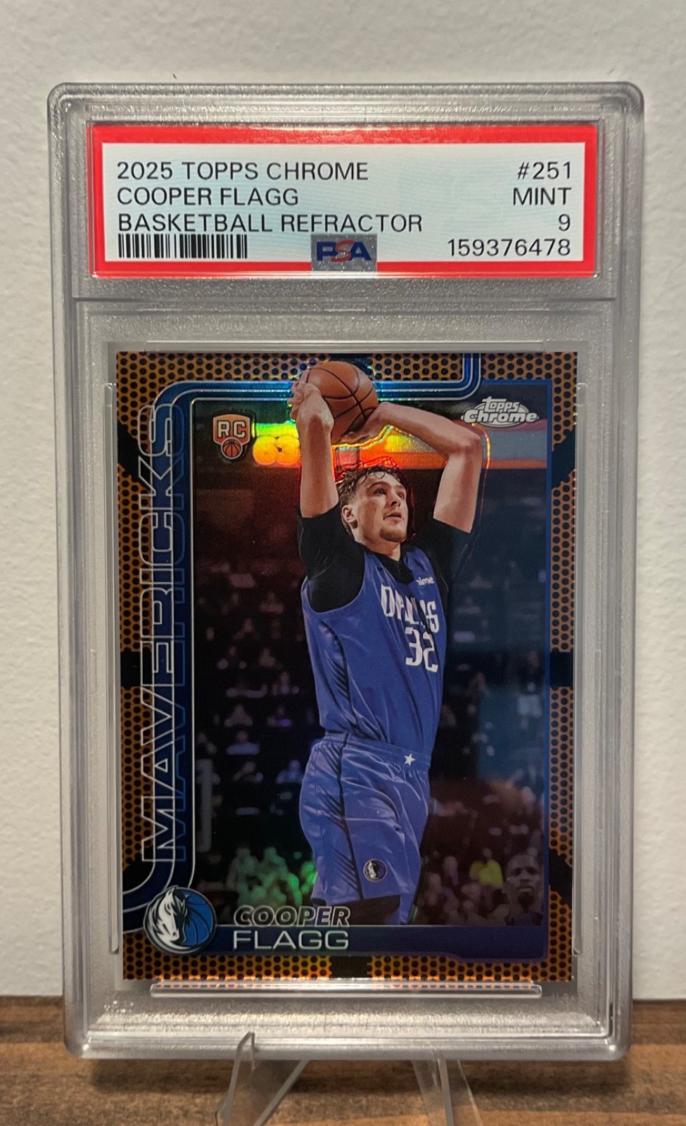 2025 Topps Chrome Basketball Refractor #251 Cooper Flagg PSA 9 Dallas