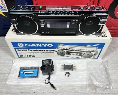 Vtg Sanyo M7770K Stereo Radio Cassette Tape Player Mini Boombox - Tested Working