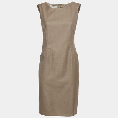 Max Mara Beige Wollmischung Etuikleid mit Bateau-Ausschnitt S