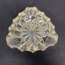 Vintage Mid Century Modern 6” Yellow Toned Triangle Glass Ashtray- Italy