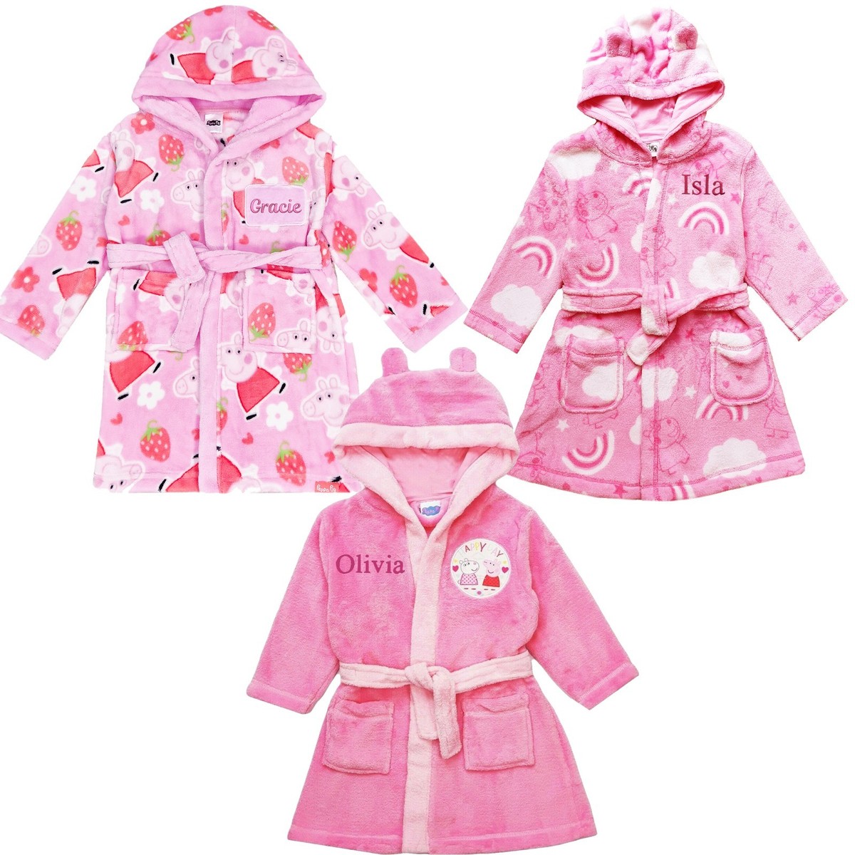 Girls Personalised Peppa Pig Dressing Gown Bath Robe Robe Susie