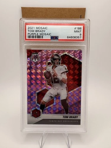 2021 Panini Mosaic Tom Brady #186 Mosaic Purple Prizm /49 PSA 9