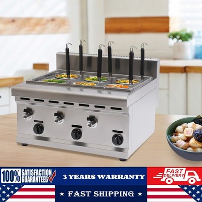Commercial Pasta Cooking Machine Noodle Boiler 6 Holes Pasta Maker 3 Gas Knobs