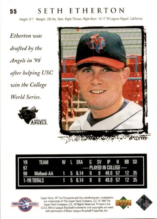 1999 SP Top Prospects Seth Etherton #55 Midland Angels - Image 2 of 2