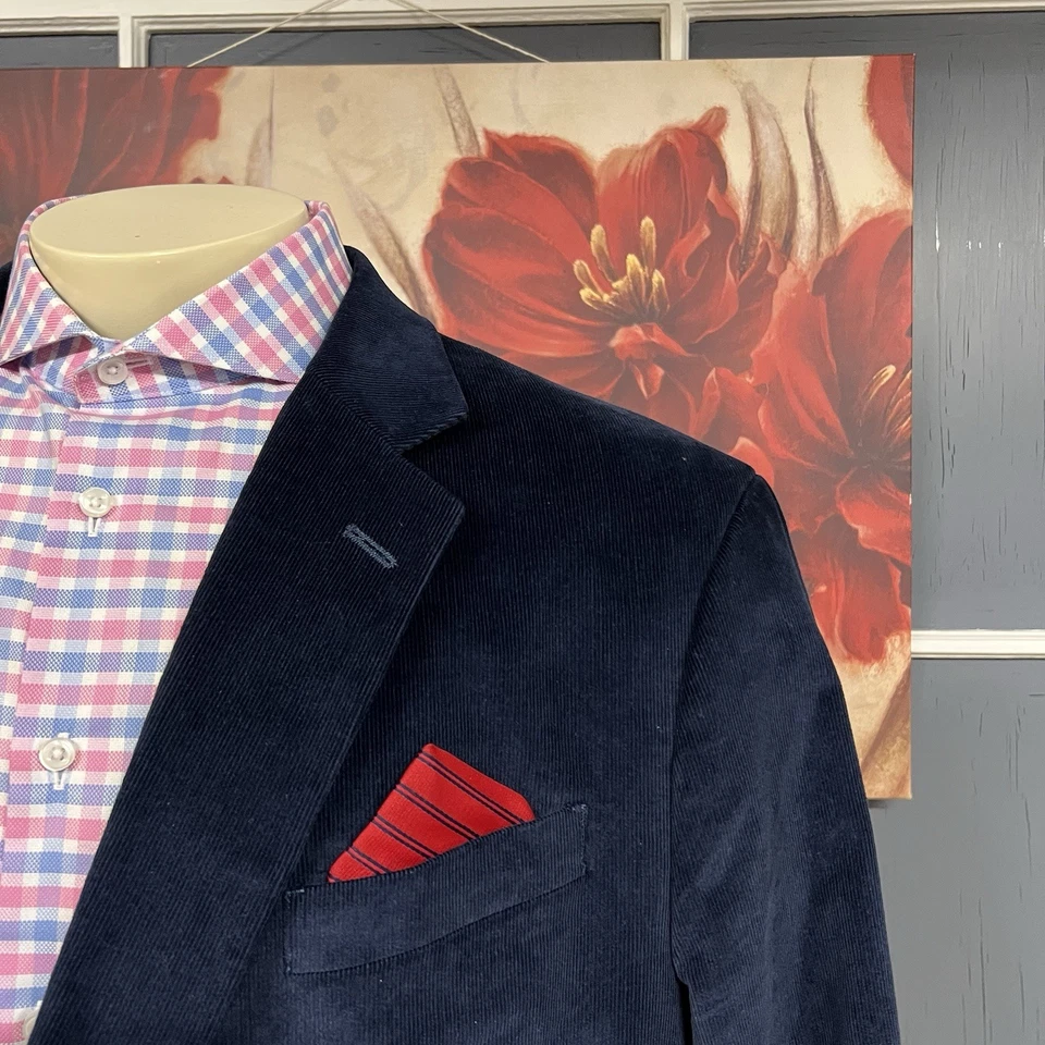 Chaqueta Blazer Stafford Pana Abrigo Deportivo Para Hombre 52L Largo Algodón Elastizado Azul Marino Foto 4 de 4