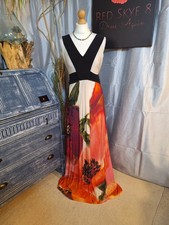 Phase Eight cream/red floral long Dress  UK14 – Wedding / Party / Evening