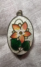 Antique Hat Pin Enameled Cloisonne on brass floral beautiful delicate