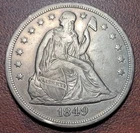 A 1849 Seated Liberty Dollar Rev Engraved "Paul Liedike...Born Breslau Germany"