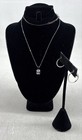 925 Sterling Silver Cz Necklace w/Hoop Earrings 1.8g — photo 1