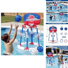 Pool Basketball Hoop with Backboard Ring Toss Game, Floating Pool Toys