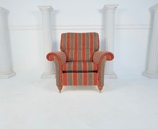 Immaculate Duresta Mayfair Red Grey Gold Stripe Scroll Arm Chair - RRP £1,950