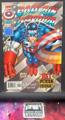 Captain America #1 1996 Wizard Raw VF 1st Rikki Barnes Signed by Rob Leifeld CI