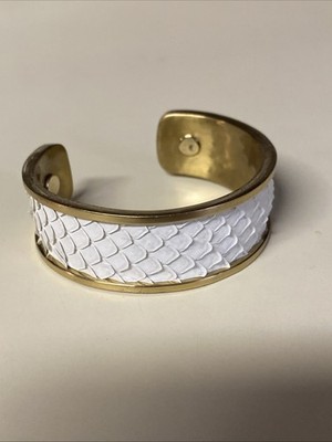 TAYLOR AND TESSIER PYTHON CUFF BRACELET White