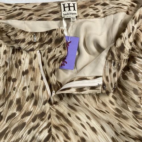 NWT Haute Hippie 100% Silk Shorts Brown Tan Animal Print , Size 4 - Picture 4 of 14