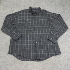 Nautica Shirt Mens XXL 2XL Black Button Up Plaid Long Sleeve Casual