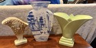 Set Vintage Flower Vase McCoy Abingdon Pottery Fan Tulip Green Spode Delfware — photo 1