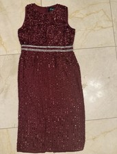 MAC DUGGAL Dark Red Sleeveless High Neck Beaded Midi Sheath Dress Style #A10509