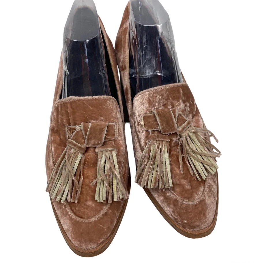 Rebecca Minkoff Edie Tacones Rubor Gamuza Terciopelo Mocasín Borla Bomba 7 1/2 M 5182134 Foto 2 de 4