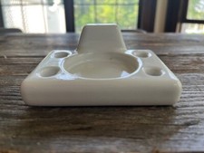 Vintage White Ceramic Wall Mount-Toothbrush  Cup Holder Retro Bathroom used.