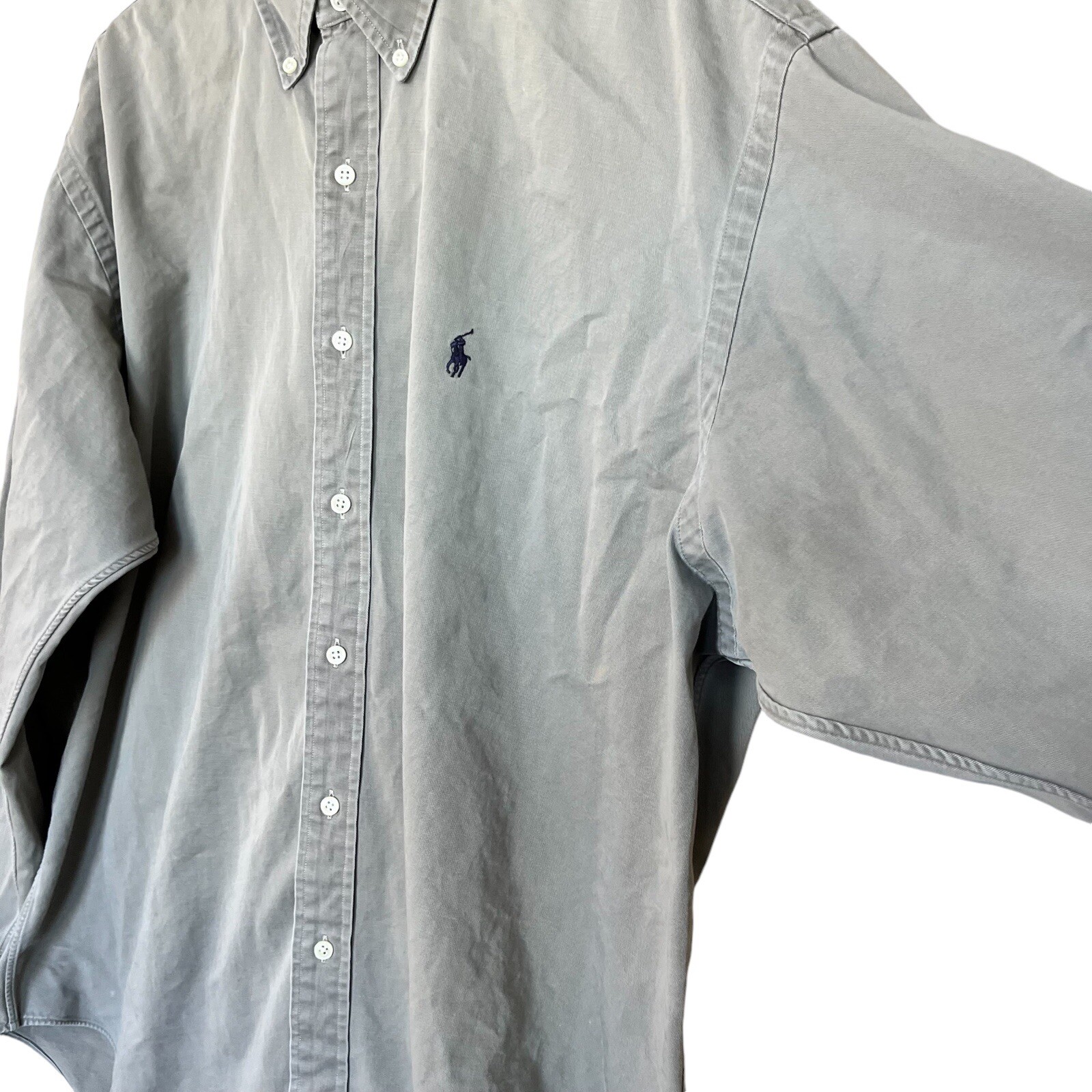 Ralph Lauren Blake camicia uomo XL tortora pony manica lunga bottoni country club